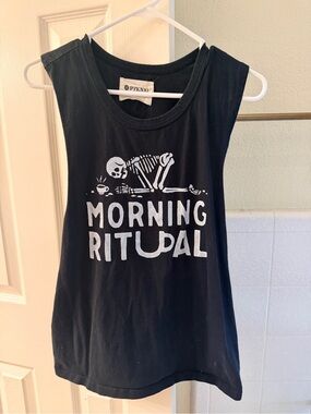PYKNIC Black 'Morning Ritual' Graphic Tank Top